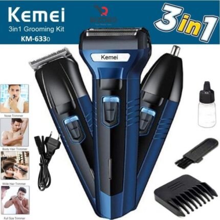 Kemei KM-6330 (3 in 1) Shaver, Hair ,Beard And Nose Trimmer