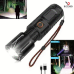 High-Power Multi-Purpose Flashlight with 20000 MHA Battery Full Black