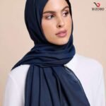 Elegant Soft Jersey Hijab for Women – Deep Navy Blue Shade