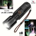 20000 MHA Battery Full Black High-Power Multi-Purpose Flashlight