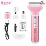 Kemei KM-6637 Multifunctional 4 in 1 Rechargeable woman body shaver Beard Eyebrow, Nose Trimmer set Female Electric shaver
