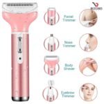 Kemei KM-6637 Multifunctional 4 in 1 Rechargeable woman body shaver Beard Eyebrow, Nose Trimmer set Female Electric shaver - Image 2