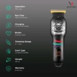 VGR V-971 Professional Corded and Cordless Rechargeable Hair Trimmer with digital display - Image 4