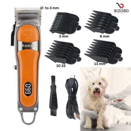 Kemei KM-1940 Adjustable Hair Trimmer Rechargeable Electric Cutting Machine Golden Metal Body Carbon Steel Blade Hair Clipper